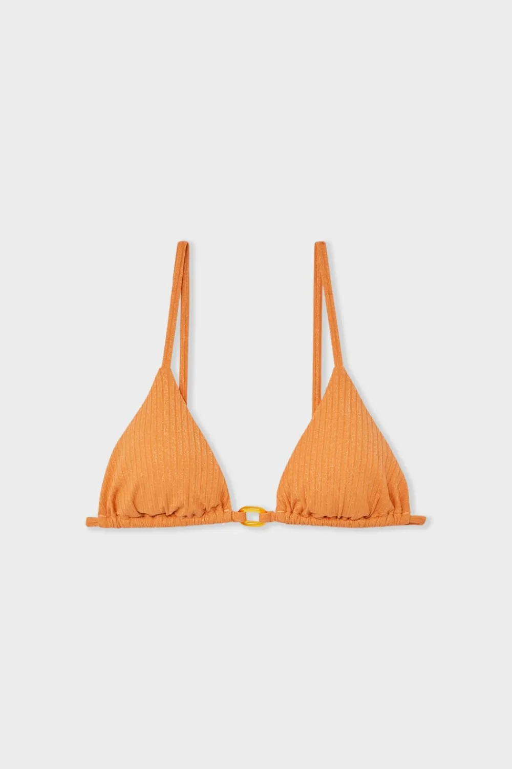 ETAM Top de bikini triangular de tejido brillante NARANJA