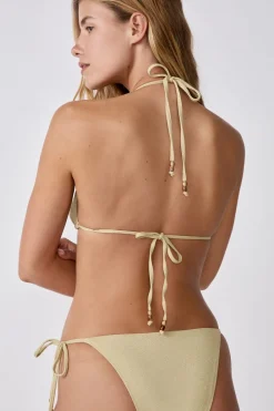 New ETAM Top de bikini triangular sin aros brillante DORADO