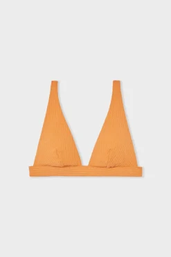 Online ETAM Top de bikini triangular de tejido brillante NARANJA