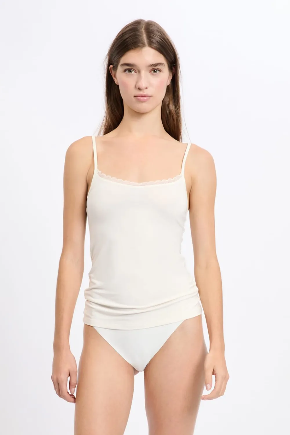Best ETAM Top de malla térmica con tirantes finos CRUDO