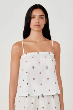 Outlet ETAM Top de pijama de algodón estampado BLANCO
