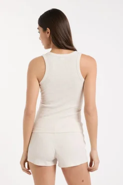 Hot ETAM Top de pijama de cuello redondo con algodón BEIGE