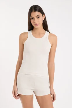 Hot ETAM Top de pijama de cuello redondo con algodón BEIGE