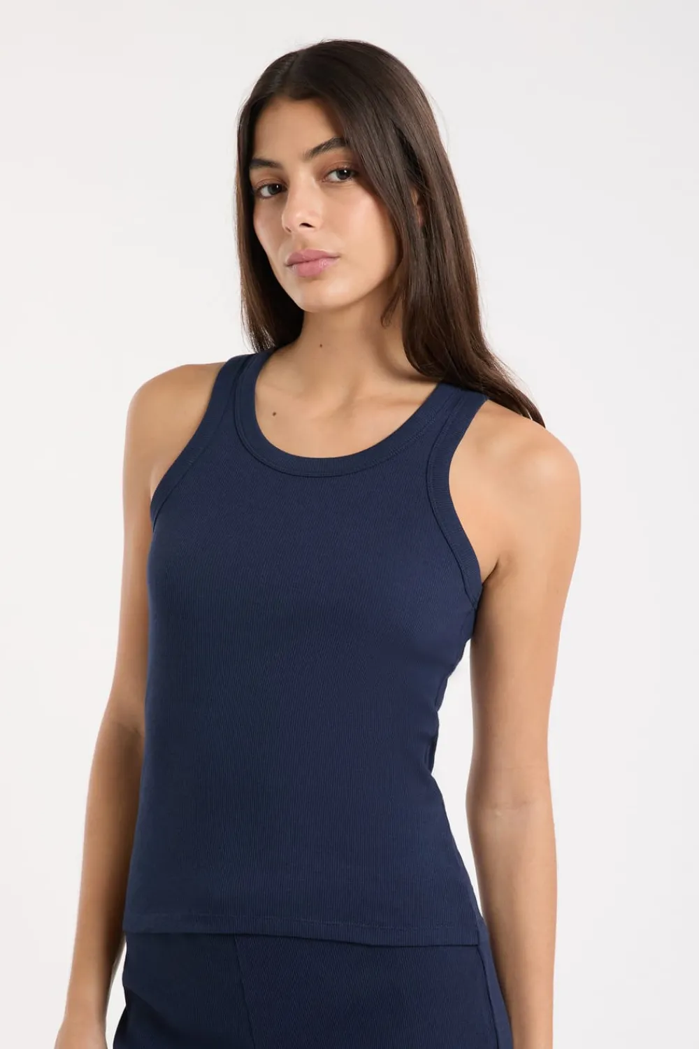 ETAM Top de pijama de cuello redondo con algodón AZUL REAL