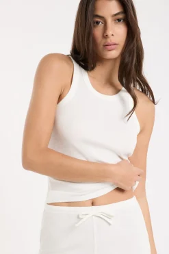 Best ETAM Top de pijama de cuello redondo con algodón BLANCO