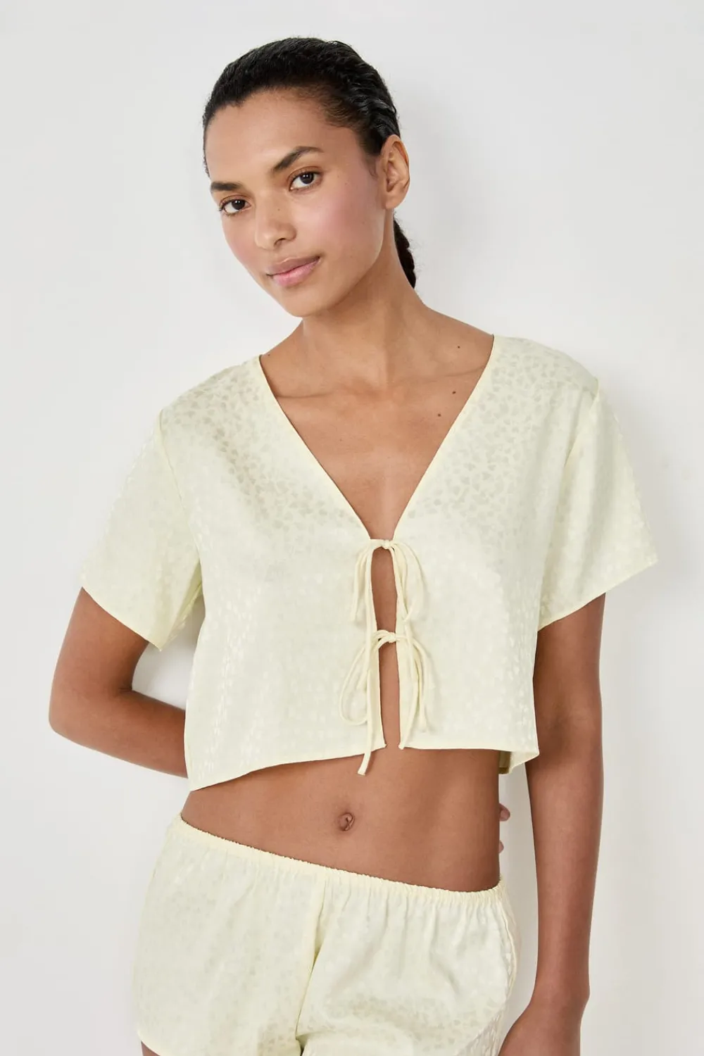 Online ETAM Top de pijama manga corta VAINILLA