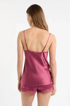 Clearance ETAM Top de seda con detalles de encaje BLUSH