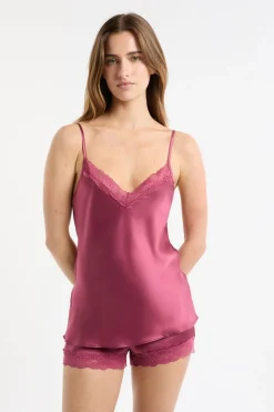 Clearance ETAM Top de seda con detalles de encaje BLUSH