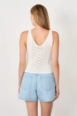 Outlet ETAM Top de tirantes de punto calado ECRU
