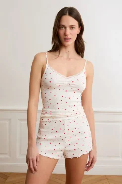 Clearance ETAM Top interior de punto calado con corazones de algodón IMP FD crudo