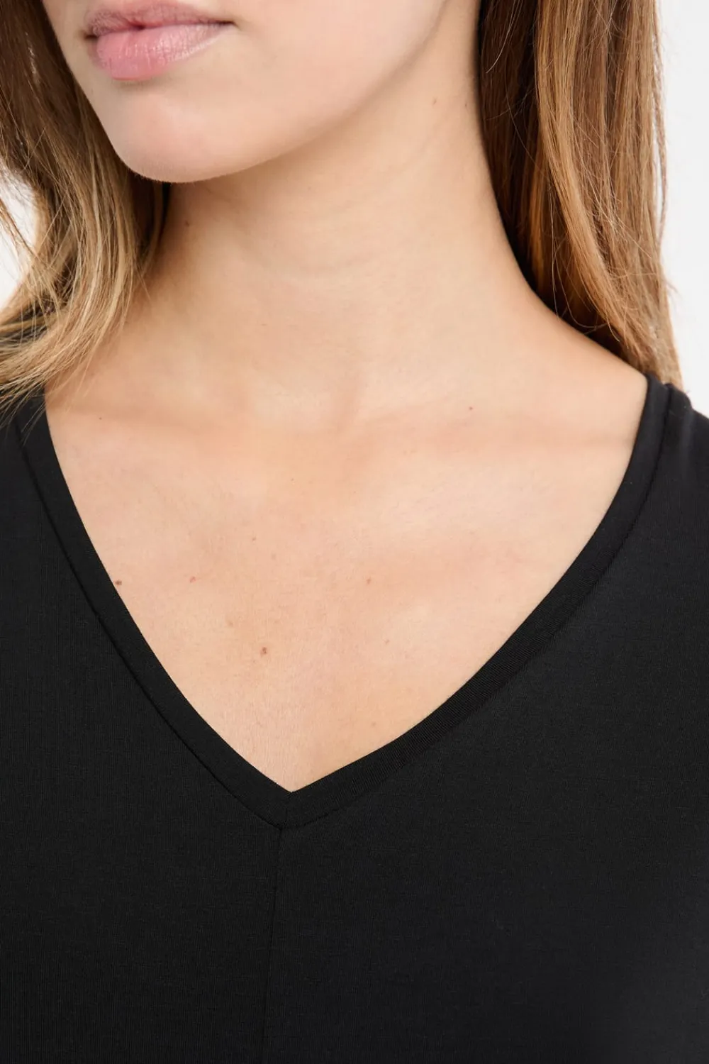 Best ETAM Top liso de manga corta NEGRO