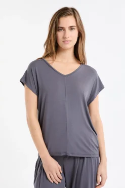 Clearance ETAM Top liso de manga corta ANTRACITA