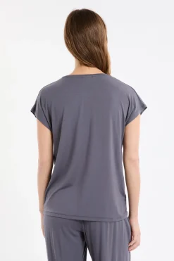 Clearance ETAM Top liso de manga corta ANTRACITA