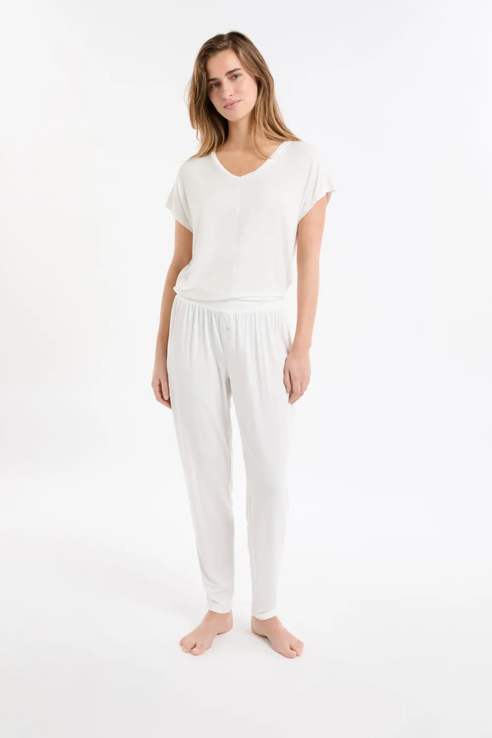 New ETAM Top liso de manga corta BLANCO CRUDO