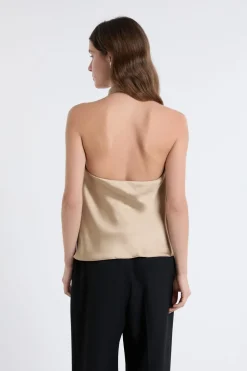 Clearance ETAM Top sans manches satiné avec col bénitier OR