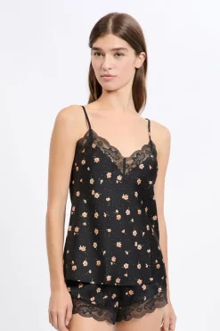 Outlet ETAM Top satinado con detalles de encaje MULTICOLOR