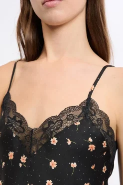 Outlet ETAM Top satinado con detalles de encaje MULTICOLOR
