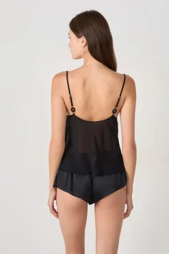 ETAM Top satinado con encaje NEGRO
