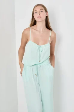 New ETAM Top satinado con tirantes CELADÓN