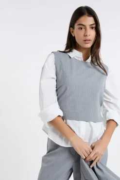 Hot ETAM Top sin mangas a rayas GRIS
