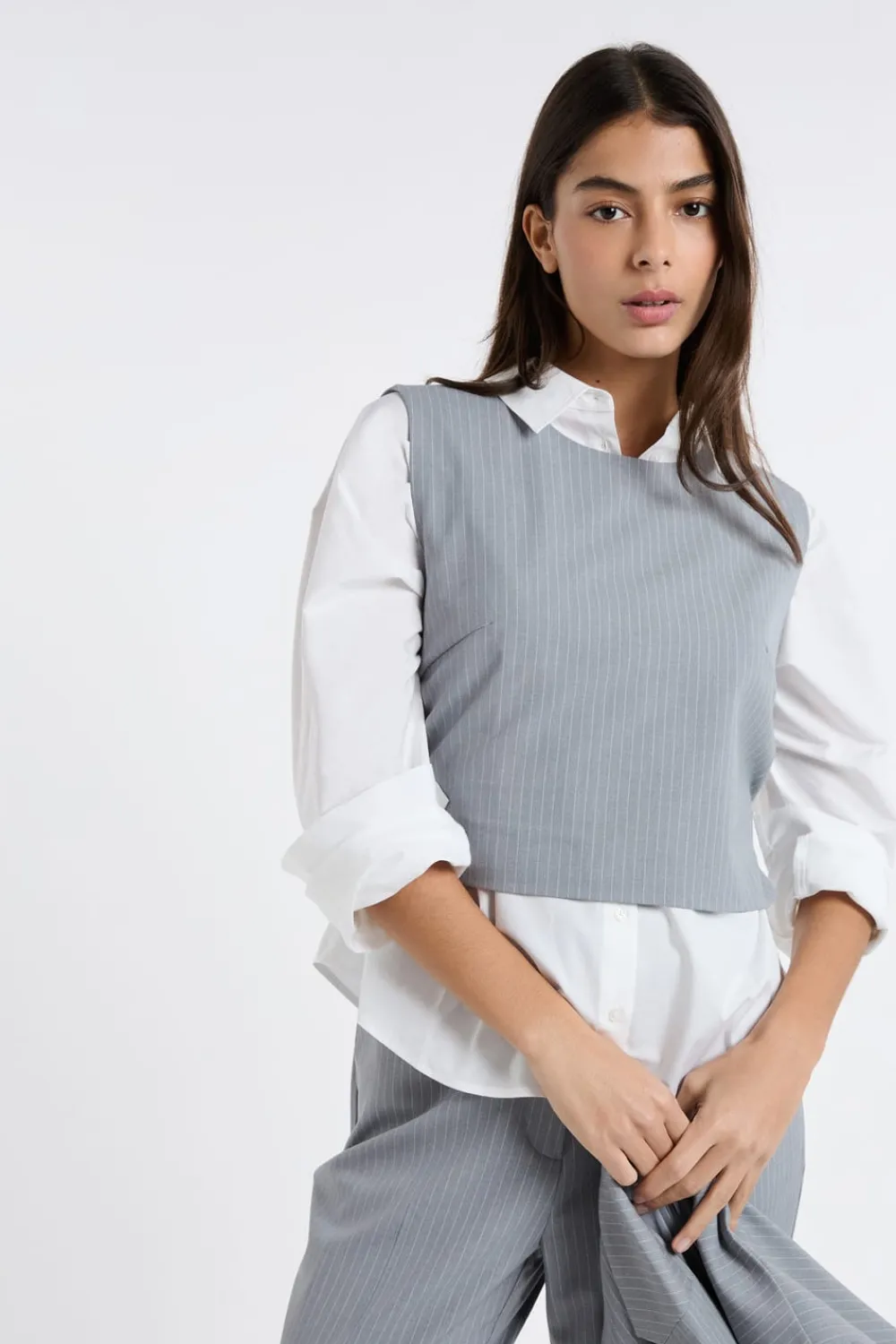 Hot ETAM Top sin mangas a rayas GRIS