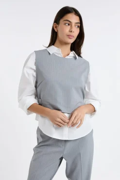 Hot ETAM Top sin mangas a rayas GRIS