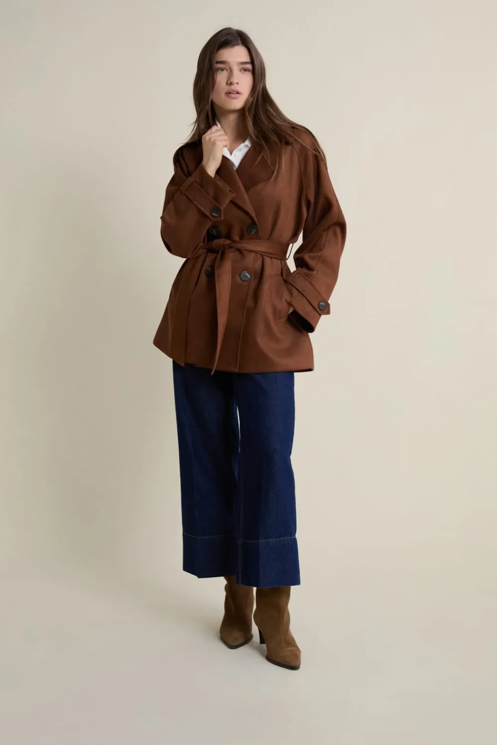New ETAM Trench mi-long ceinturé CAMEL