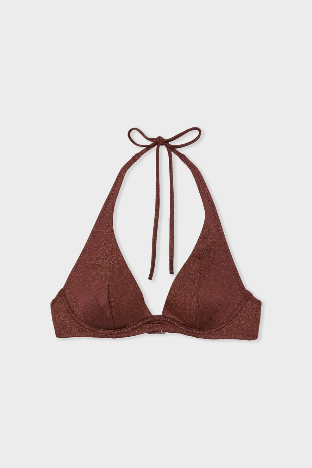 Discount ETAM Triángulo con aros top de bikini CHOCOLATE