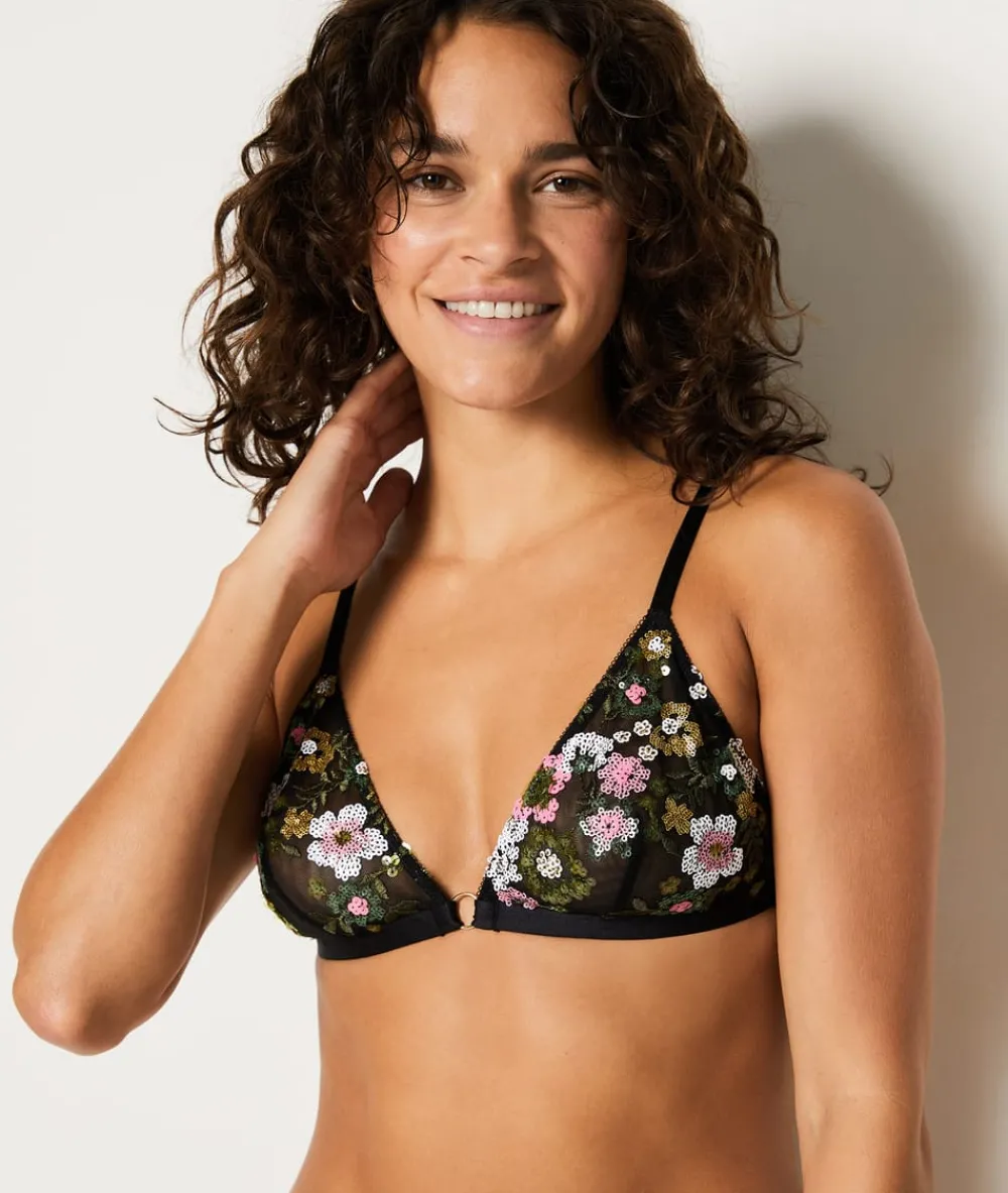 Discount ETAM Triángulo sin aros bordado NEGRO