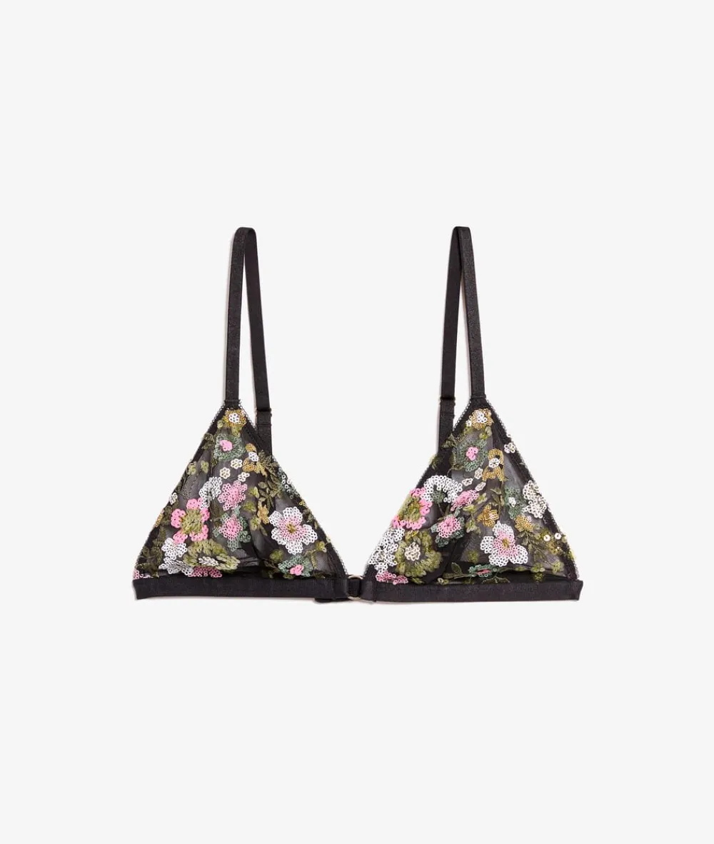 Discount ETAM Triángulo sin aros bordado NEGRO