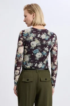 New ETAM T-shirt à motif fleuris IMP FD VIOLET.