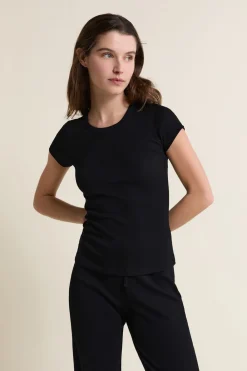ETAM T-shirt de pyjama manches courtes avec coton NOIR