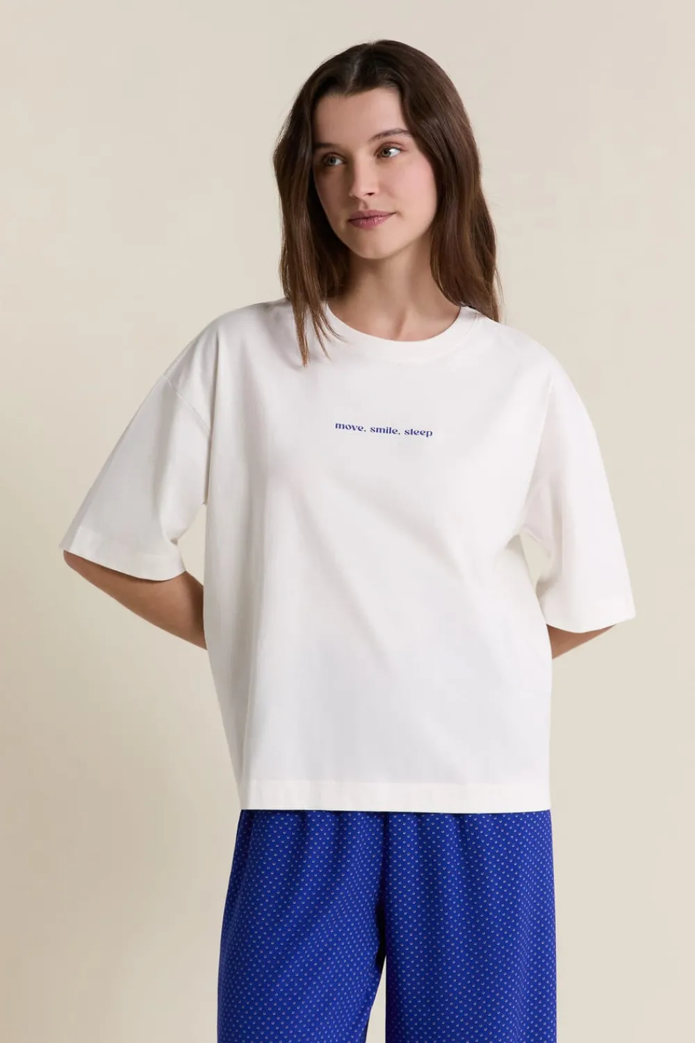 Outlet ETAM T-shirt de pyjama manches courtes en coton BLEU ROYAL