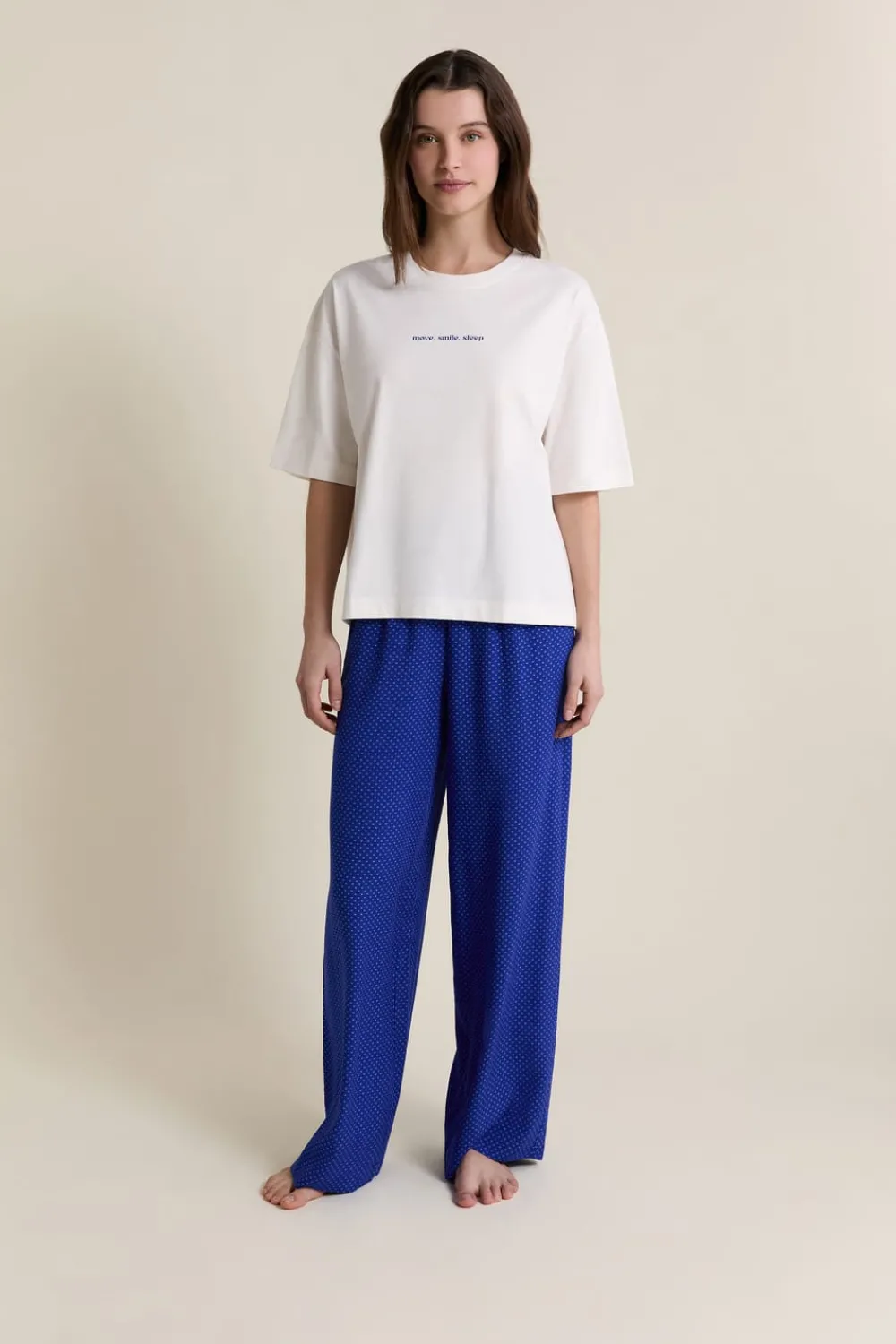 Outlet ETAM T-shirt de pyjama manches courtes en coton BLEU ROYAL