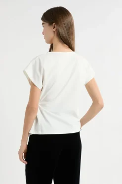 ETAM T-shirt drapé avec noeud BLANC