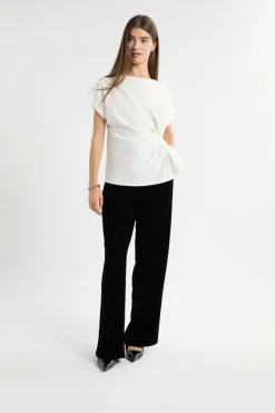 ETAM T-shirt drapé avec noeud BLANC