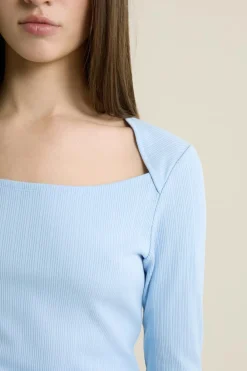 Online ETAM T-shirt manches longues encolure carrée BLEU