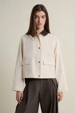 New ETAM Veste courte à col velours ECRU
