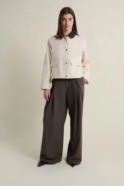 New ETAM Veste courte à col velours ECRU