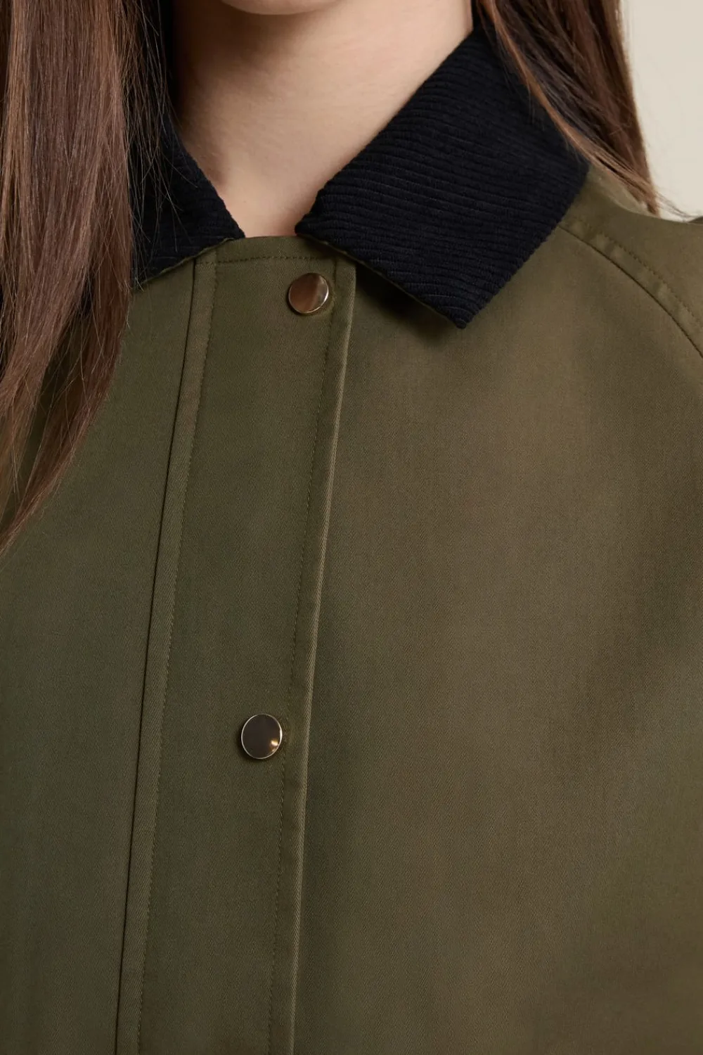 Discount ETAM Veste courte à col velours KAKI
