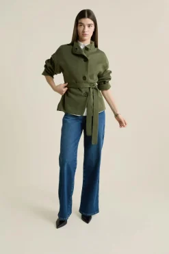 Hot ETAM Veste maille ceinturée KAKI
