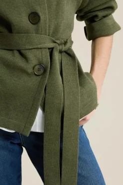 Hot ETAM Veste maille ceinturée KAKI