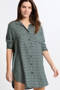 Discount ETAM Vestido camisero a cuadros VERDE