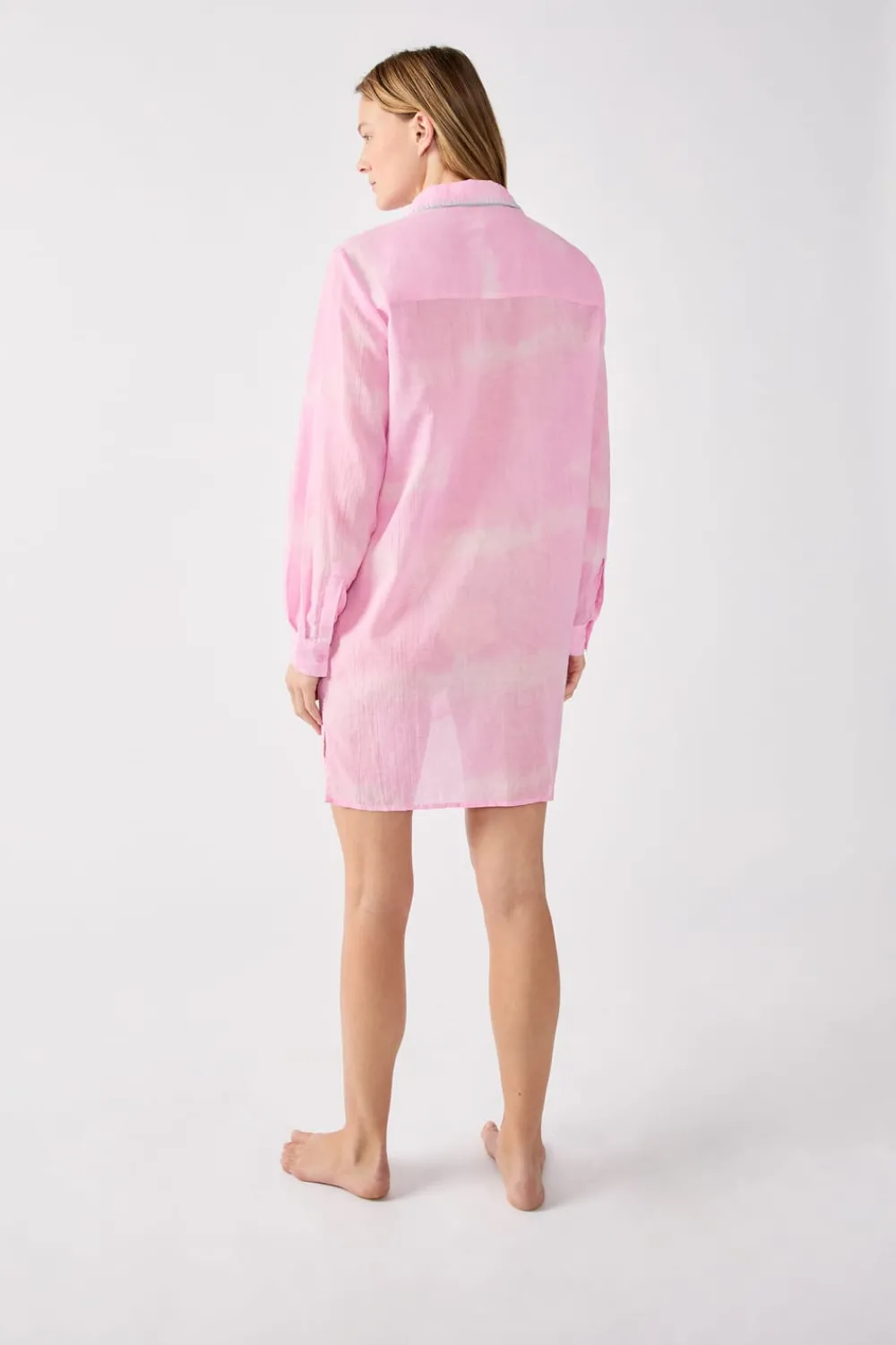 Outlet ETAM Vestido camisero de algodón bordado ROSA