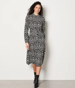 Hot ETAM Vestido camisero estampado con cinturón ANTRACITA