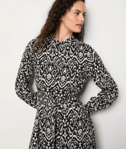 Hot ETAM Vestido camisero estampado con cinturón ANTRACITA