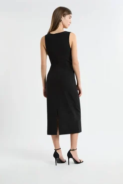 Clearance ETAM Vestido con detalle anudado NEGRO