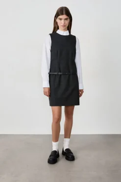 Clearance ETAM Vestido corto sin mangas con cinturón GRIS