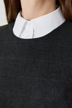 Clearance ETAM Vestido corto sin mangas con cinturón GRIS