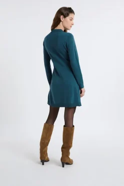 Outlet ETAM Vestido de manga larga con botones dorados VERDE PATO